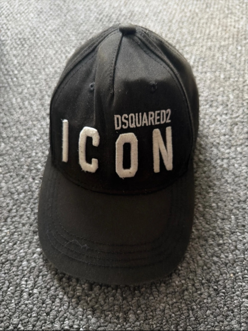 DSQUARED2 Man  Black Baseball Cap with White ICON Embroidery